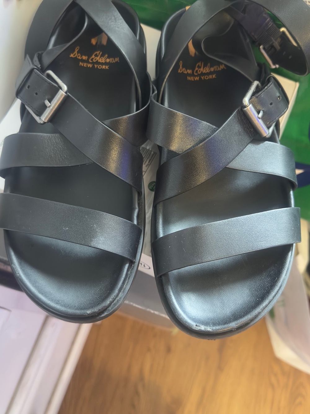 Sam Edelman Black Leather Strappy Buckle Sandals